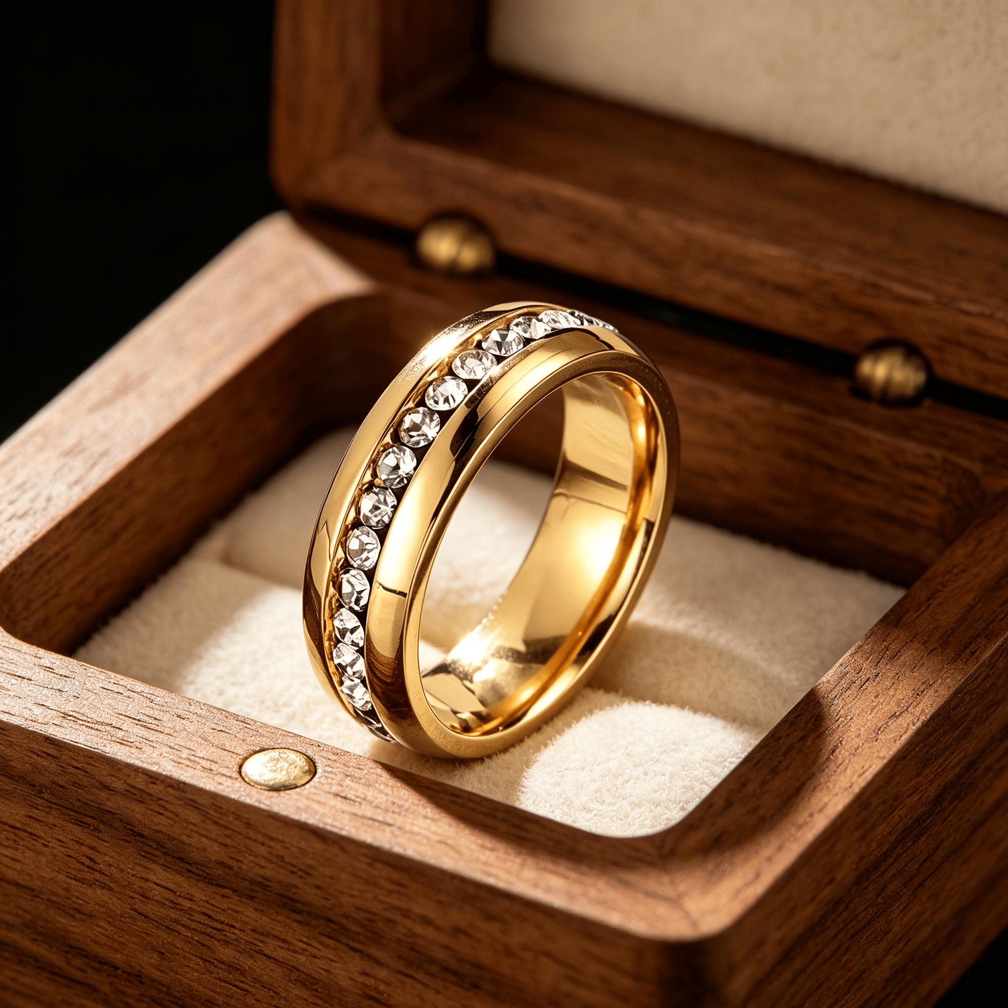 Full-set Artificial Cubic Zirconia Golden Ring